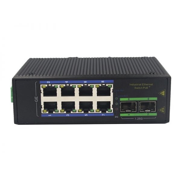 Gigabit 2 Fiber Ports 8 Electric Ports Managed Industrial-grade Ethernet Switch, 8 Gigabit electrical ports