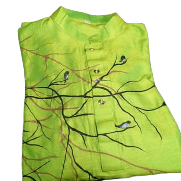 Half silk hand painted exclusive design Punjabi casual wear