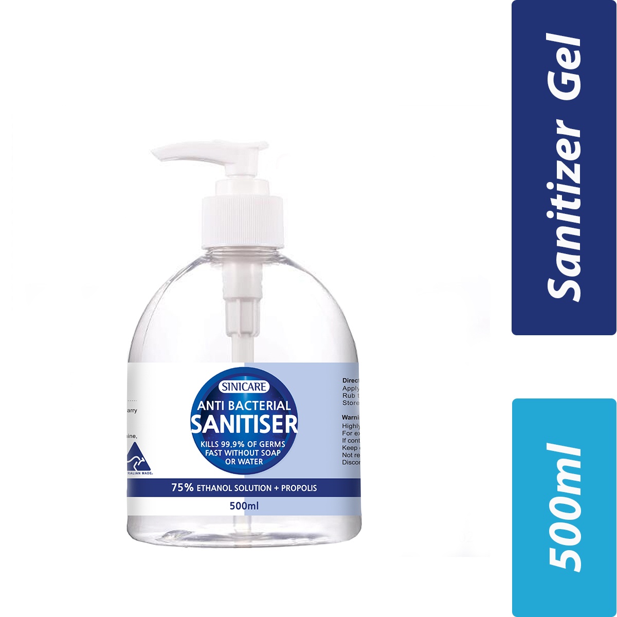 Sinicare- Sanitiser- Gel type- Per Case 18 Pieces- 500ml