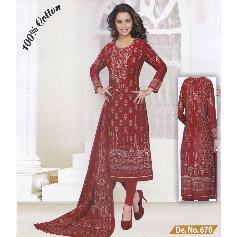 Unstiched Cotton Print Three Piece(Model No- 670)