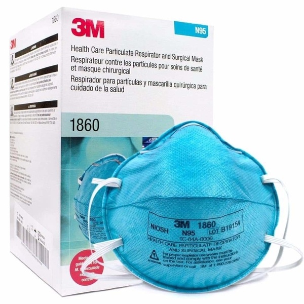3M 1860 N95 Particulate Respirator Mask Style 5 Ply High Filtration Anti-Virus