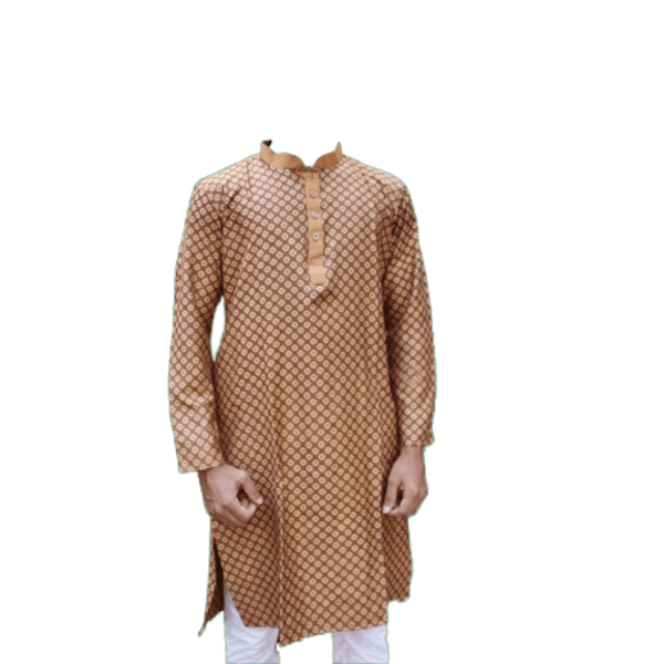 100% Cotton Check Panjabi Brown Color