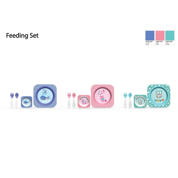 LION FEEDING SET SMALL (FORK, SPOON, & BOWL SET) 4 PCS GIFT BOX