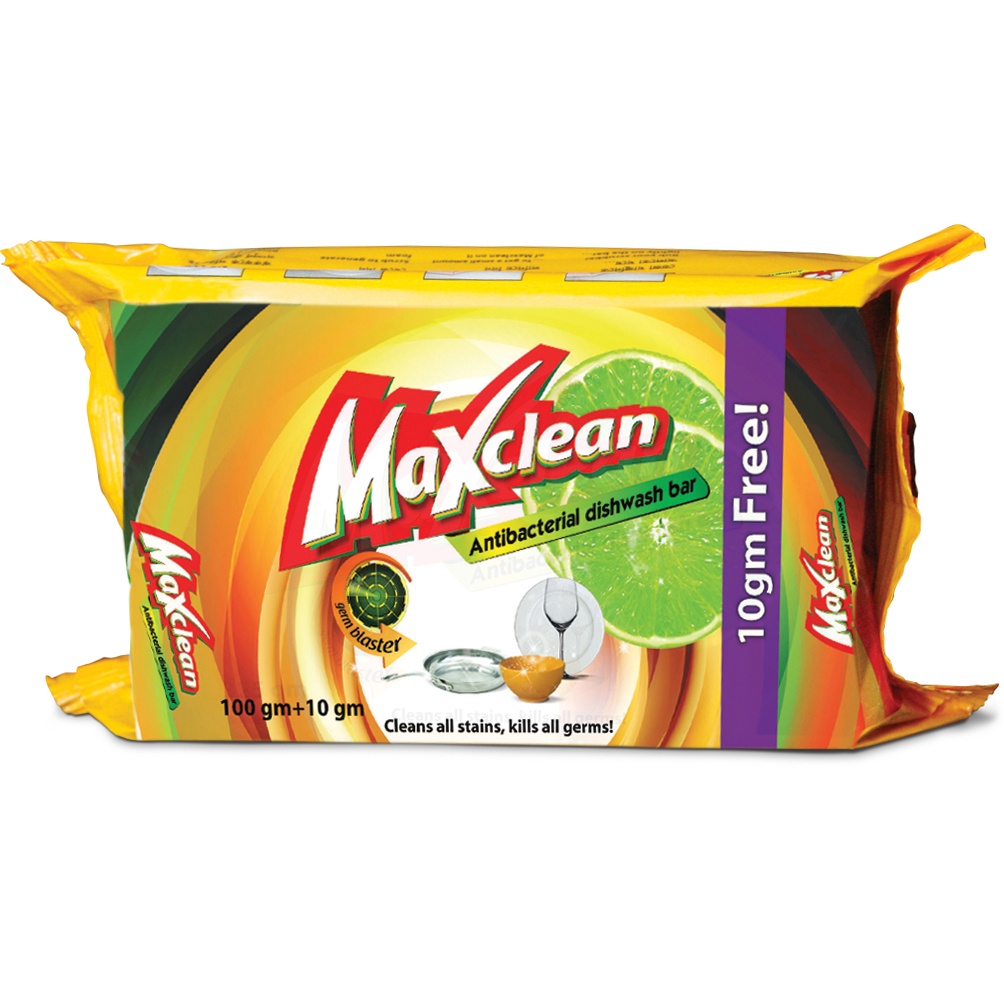 Maxclean Antibacterial Dishwash Bar (160gm)- 160gm Dishwasher Bar- Dishwash Cleaner for Home, Restaurant & Hotels- Best Grease and food Residues Removal