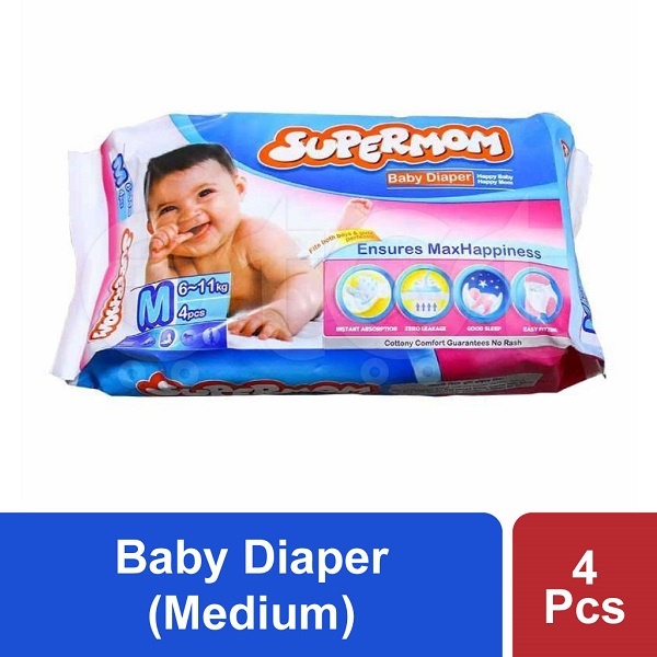 Supermom Baby Diaper Medium (4 Pcs)