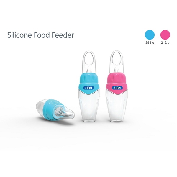 LION SILICON FOOD FEEDER WITH SPOON (BPA FREE) 1 PC BLISTER CARD