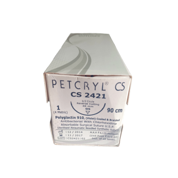 100% Original PETCRYL POLYGLACTIN 910,(Violed)COATED & BRAIDED (CS-2421)