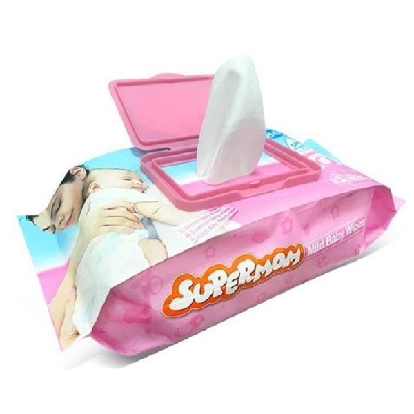 Supermom Mild Baby Wipes (80 Pcs)| Zero leakage| 80% more absorbent| Hydrophobic leg cuff| Cottony top sheet