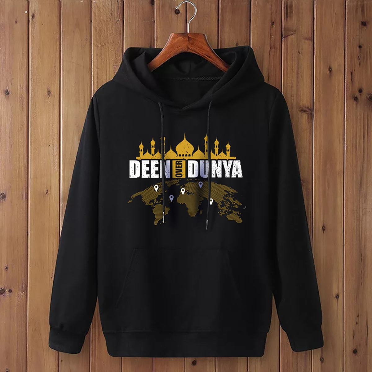 Men's winter hoodie Black- Stylish Winter Hoodie- Cotton+Fleece Fabric- Guaranteed Fabric & Print Color