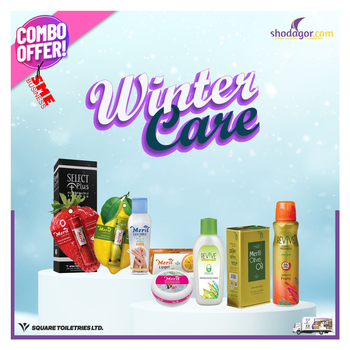 SME Winter Care Combo (Lip balm, Glycerine, Olive oil, Lipgel, Lotion, Body spray, Shampoo, Petroleum jelly)