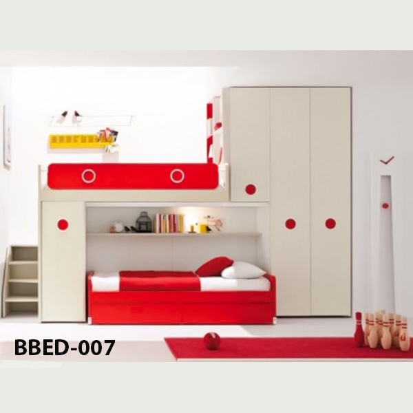 Modern Children Twin over Full Bunk Bed with Desk Model (007)
