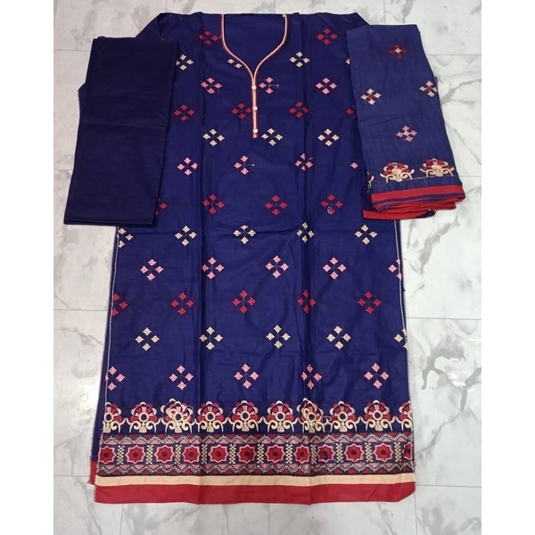 Cotton voile Embroidery three piece(Code-2301)