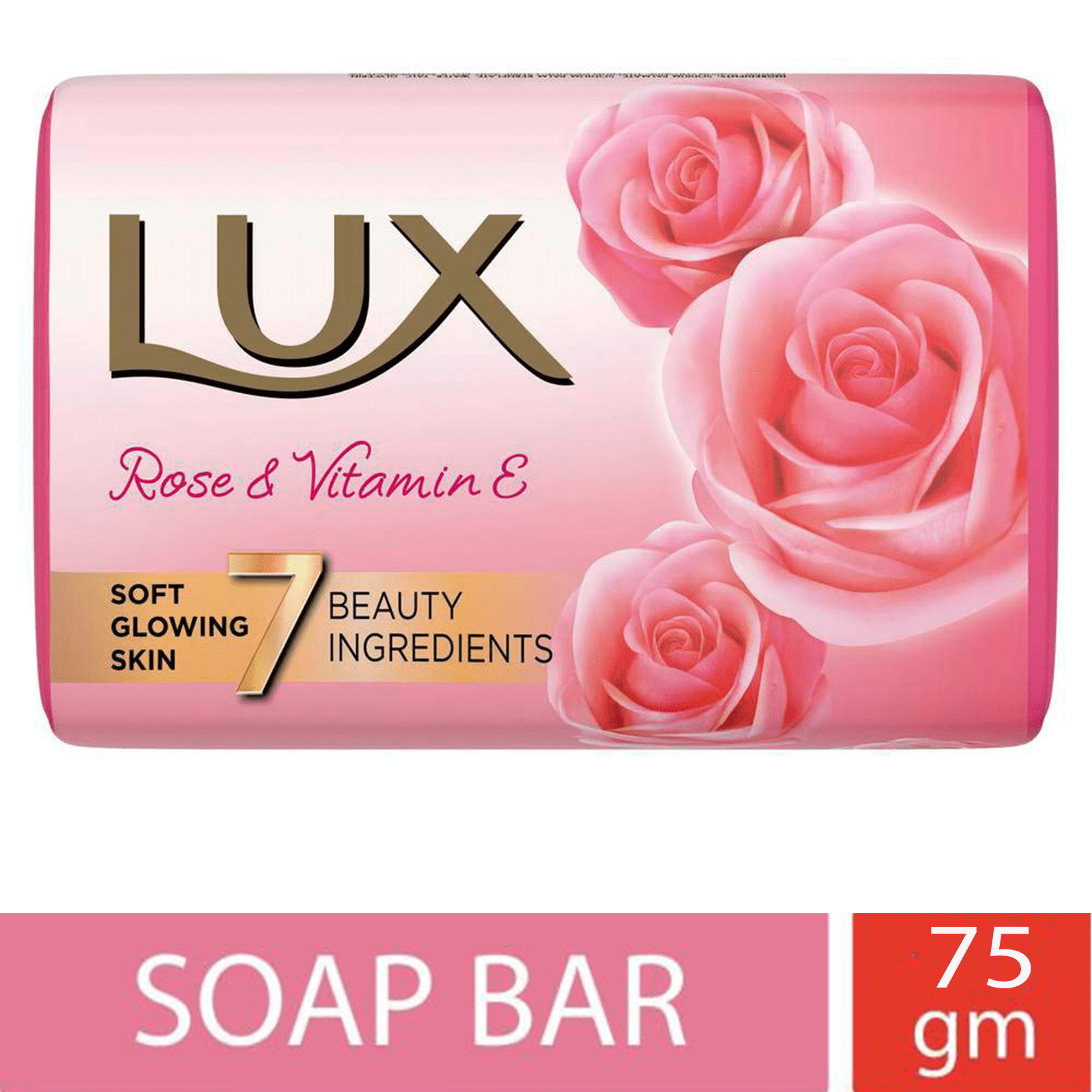 Lux Rose & Vitamin E Soap- 75g, Soft Glowing Skin, Per Carton size 108 Piece